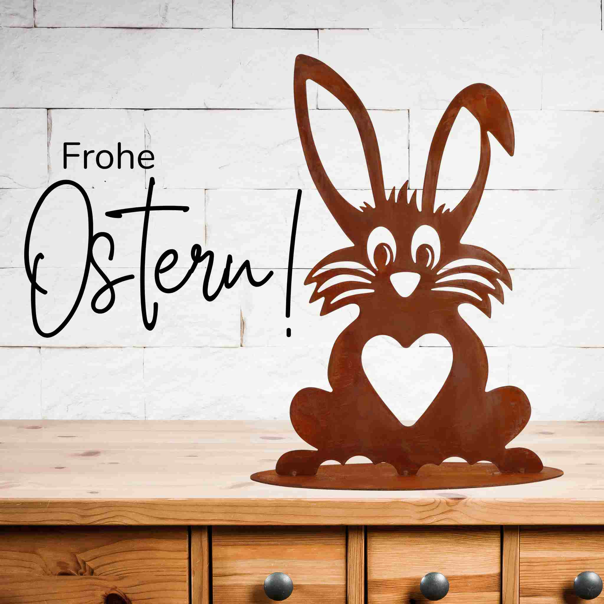 Metall Rost Hase - Dekorative Osterfigur, Gartenschmuck, frühlingshafte Dekoidee für Haus & Garten