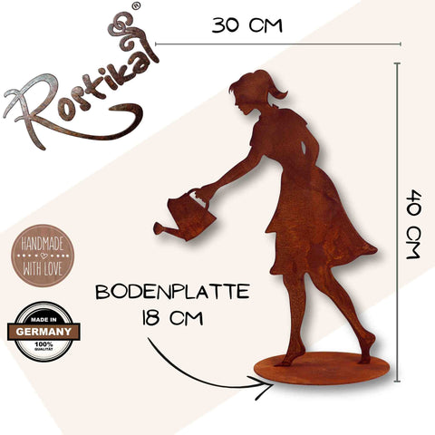 Diese freistehende Metall Rost Figur verzaubert Ihr Zuhause und den Garten durch Ihren natürlichen Vintage Look.
