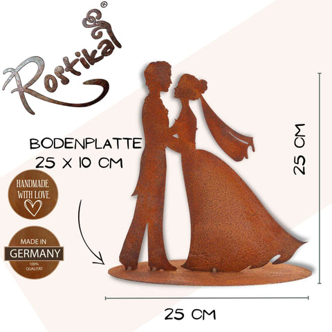 Rustikales Hochzeitsgeschenk: Metallfigur von Braut und Bräutigam, perfekt für Hochzeitsfeiern und besondere Anlässe.