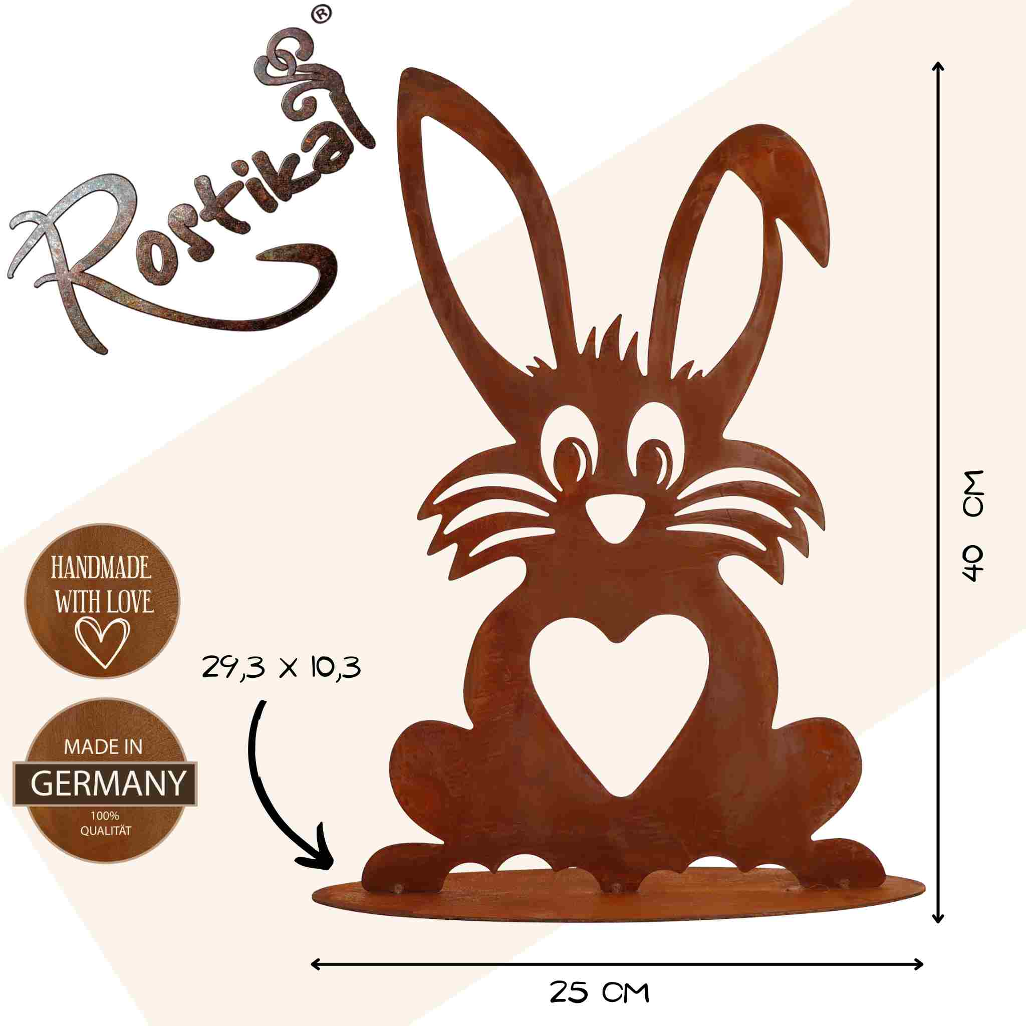 Rostiger Osterhase - Metall-Deko, Garten- & Wohnaccessoire, hübsche Frühlingsdekoration, österliches Ambiente