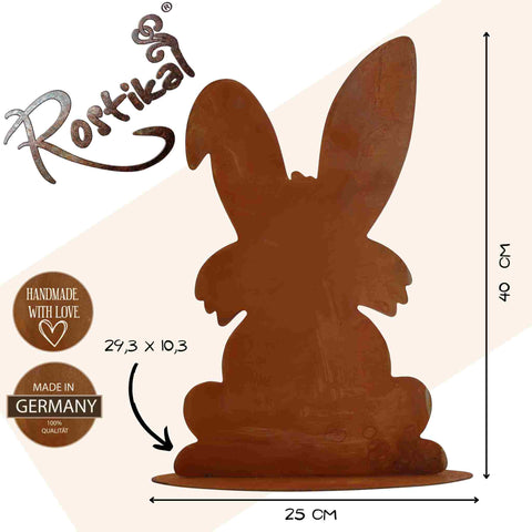 Edelrost Osterhase - Dekofigur aus Metall, ideale Ergänzung für Oster- & Frühlingsdeko, Gartengestaltung