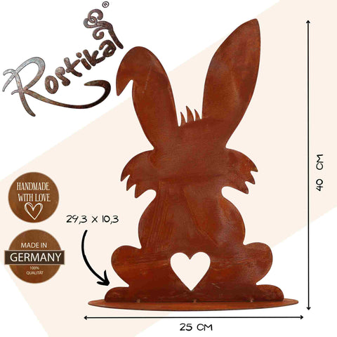 Edelrost Osterhase - Dekofigur aus Metall, ideale Ergänzung für Oster- & Frühlingsdeko, Gartengestaltung