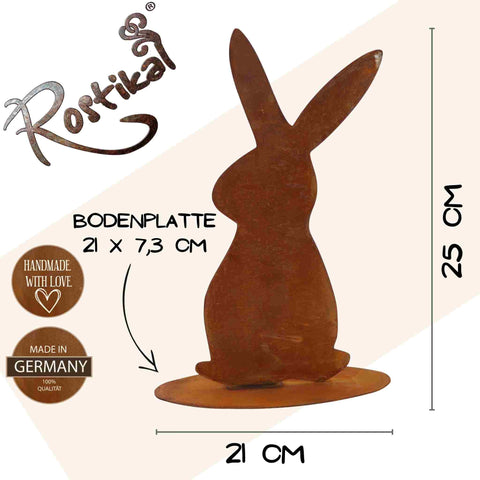 Einzigartiger Metall Osterhase aus Rostmetall für eine dekorative Frühlingsdekoration