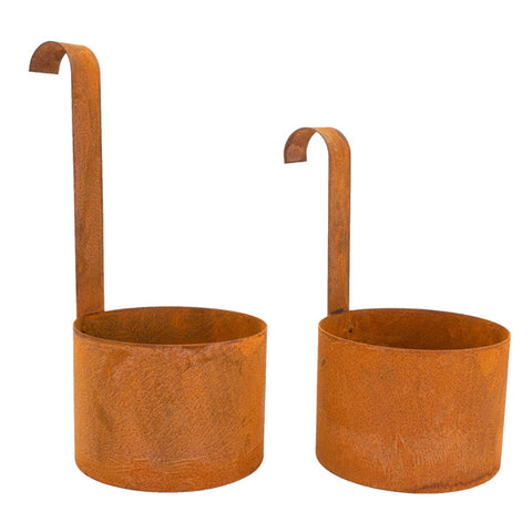 Rustikaler Edelrost Hängetopf aus Metall für den Balkon oder als Gartendeko  – Vintage Deko Blumentopf zum Hängen für Ihr Zuhause