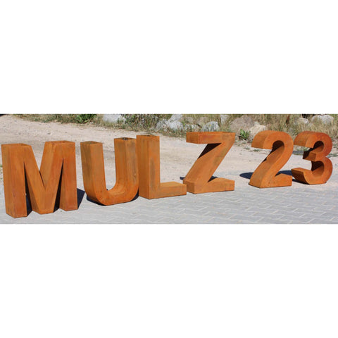 Large 3D metal numbers as rustic decor – personalized design for your home or business