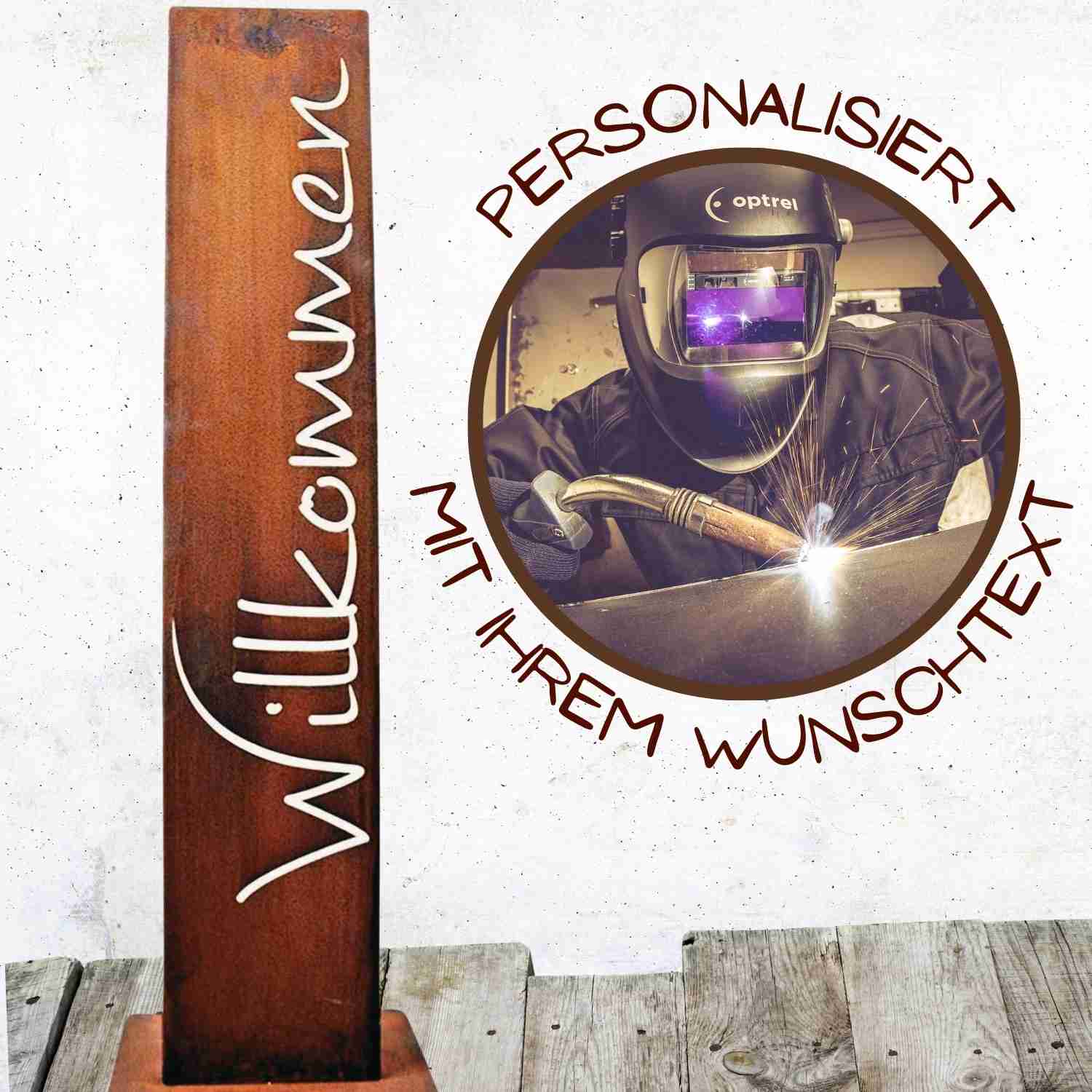 Rostige Spruchtafel aus hochwertigem Metall individuell mit Ihrem Text oder Namen gestaltbar. Einzigartige Dekoration von Hand in der Manufaktur von Rostikal hergestellt.