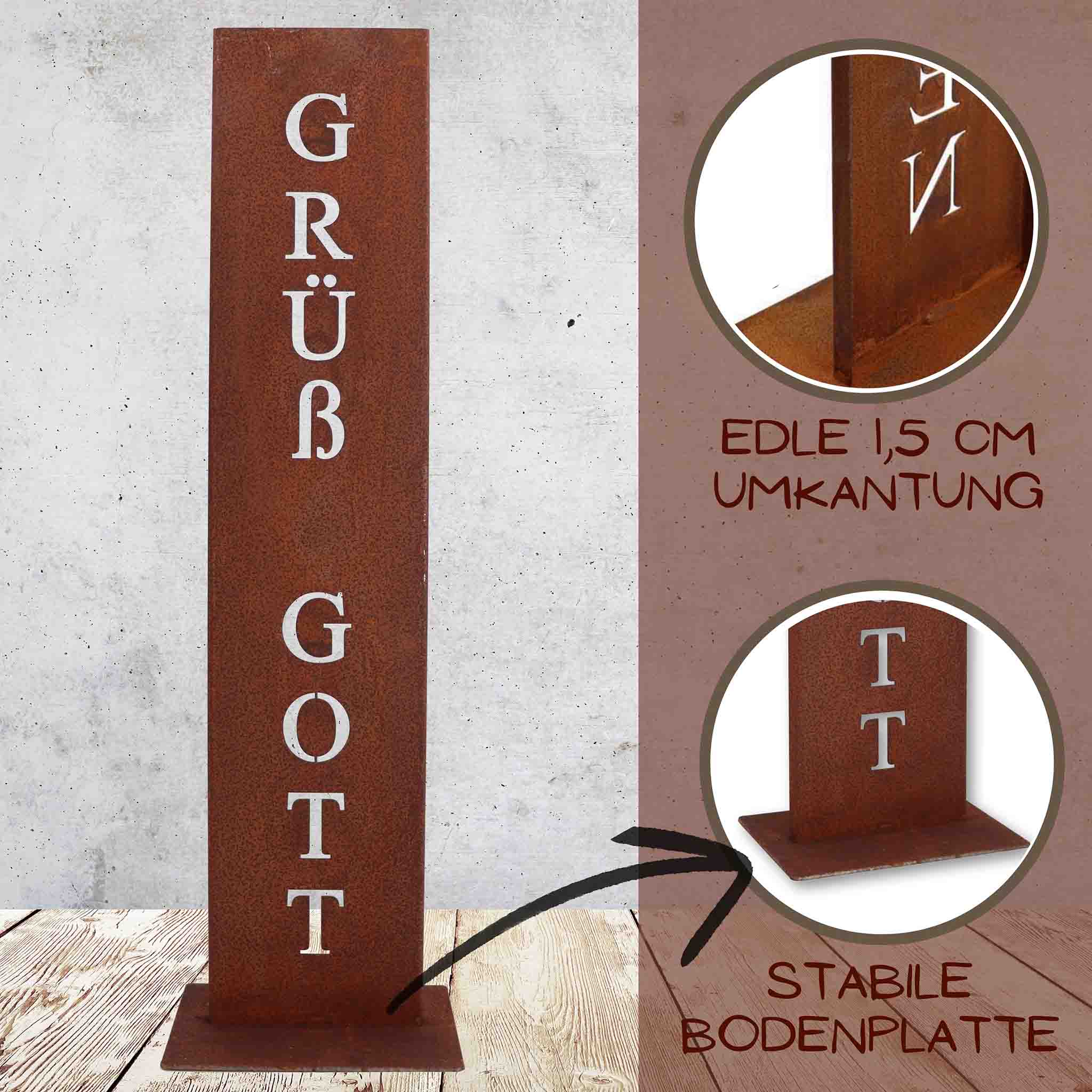Grüß Gott Schild Metall | Gartenschild & Türschild Willkommen Deko