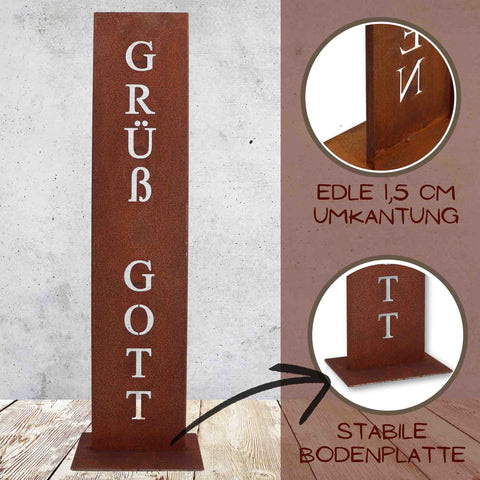Grüß Gott Schild Metall | Gartenschild & Türschild Willkommen Deko