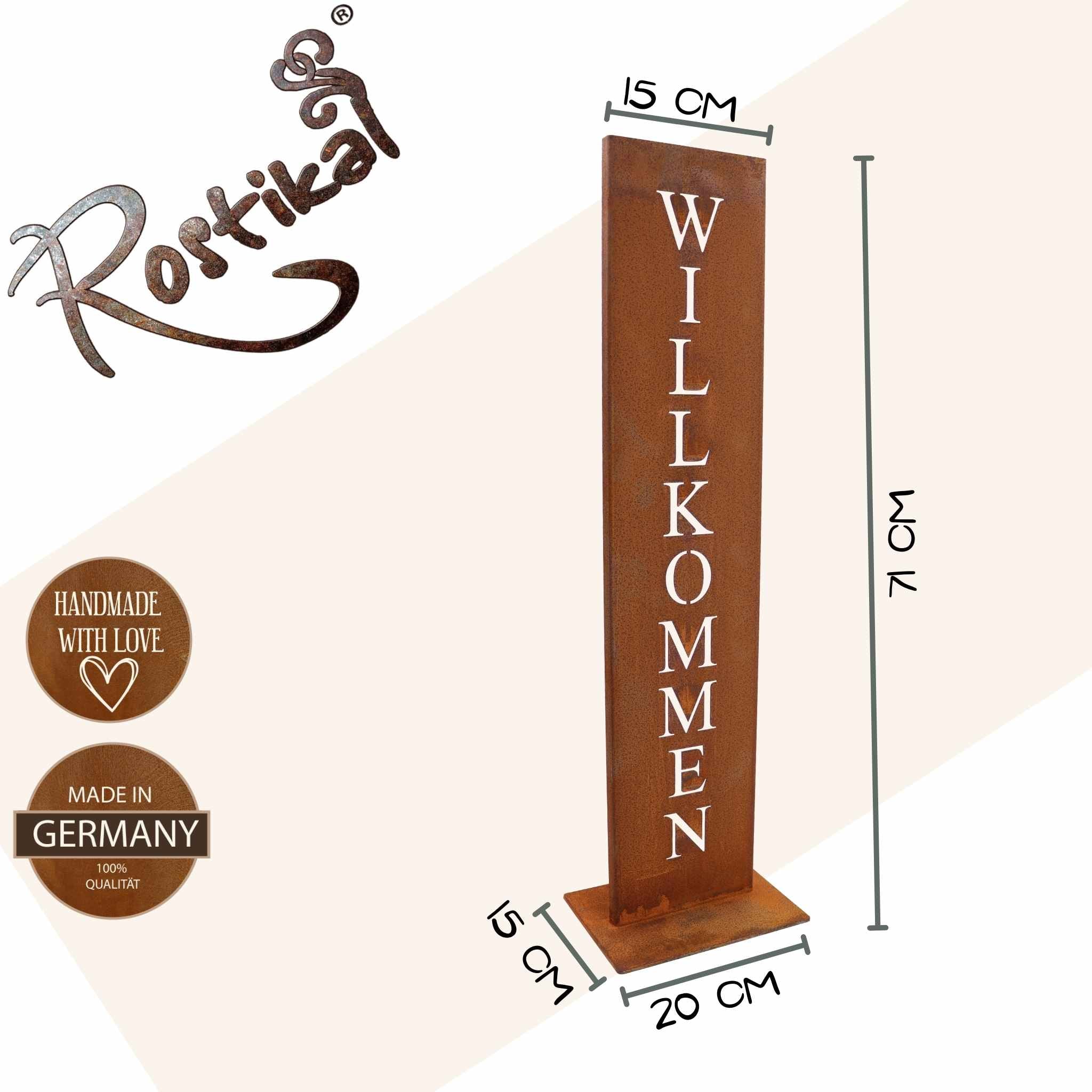 Rost-Optik Metallschild Willkommen für Haus & Garten: einzigartige Dekoration für Eingangsbereiche