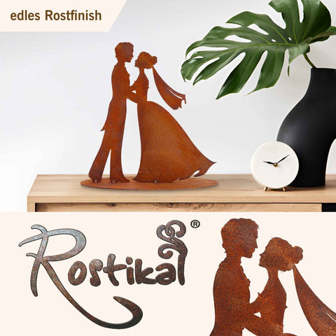 Rostige Dekorationsfigur von Bräutigam und Braut, geeignet für Hochzeiten, Jubiläen und als romantisches Geschenk.