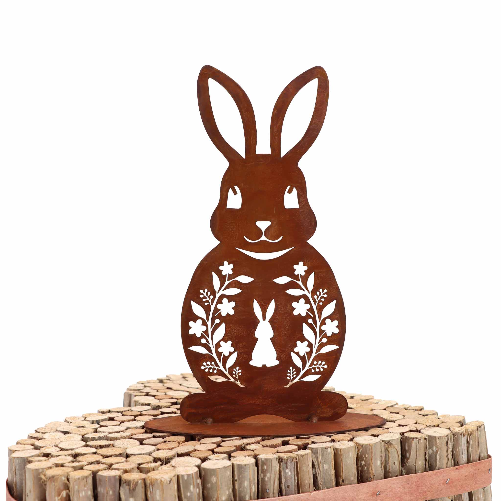 Edelrost Metall-Osterhase für Garten, einzigartiges Accessoire für Ihre Osterdekoration