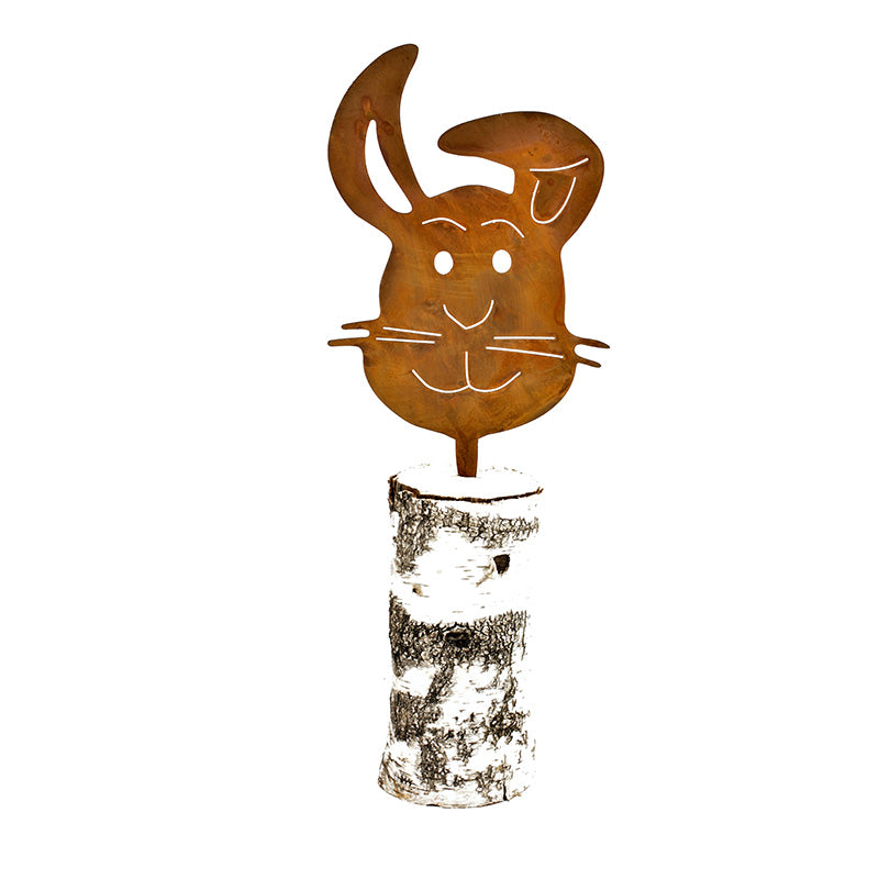 Premium rust Easter Bunny "Mukki" for tree trunk – Easter decor for indoors and outdoors