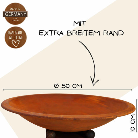 Elegante Wohn- und Gartensäule aus Holz mit einer rostig rustikalen Pflanzschale aus Metall. Perfekter Blickfang im Garten oder auf der Terrasse.