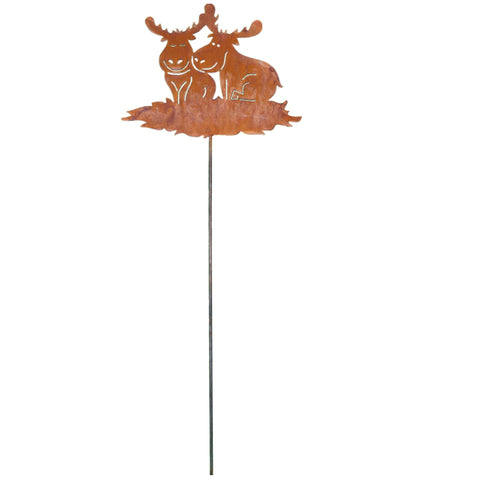 Elch Deko fĂŒr Weihnachten - Rost Gartenstecker Metall Elch Paar groĂ