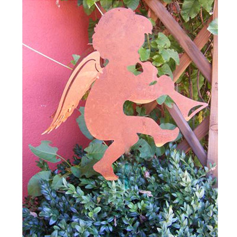 Metall Deko-Engel mit DoppelflĂŒgeln zum hĂ€ngen - Rostige Gartendekoration, Weihnachtsdekoration & Geschenkidee