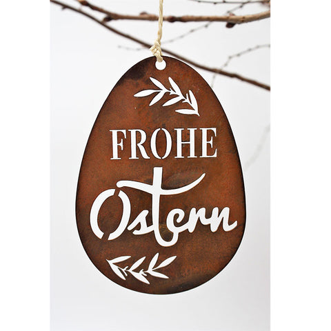 Set aus Edelrost Osterei zum Hängen - perfekt für den Innen- und Außenbereich geeignet.