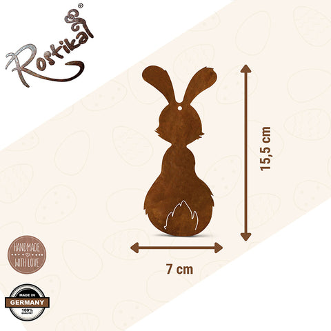 Edelrost Deko Osterhase "Berti" | Osterdeko Hase für Garten und Haus - Metall Hase für draußen und drinnen