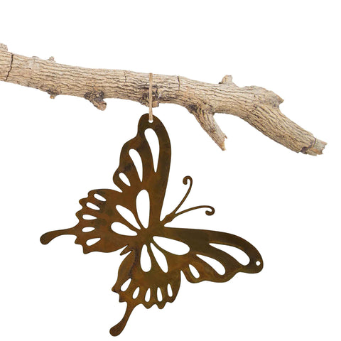 Vintage Deko für den Außenbereich: Blumenstecker Schmetterling aus Metall - ein Blickfang auf Terrasse, Balkon und im Blumenbeet.