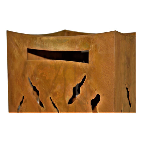 Feuerkorb aus Edelrost, Flammenmuster, Metall-Feuertonne, Garten-Dekoration, einzigartiges Design