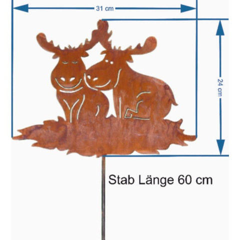 Elch Deko fĂŒr Weihnachten - Rost Gartenstecker Metall Elch Paar groĂ