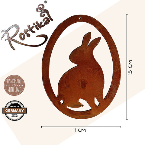 Rusty decorative bunny in an egg | Hanging window decoration for Easter | Hanging Easter eggs
