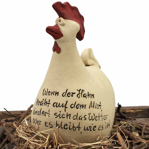 Deko Hahn Burschikos - Handgefertigte Tonfigur für Haus und Garten