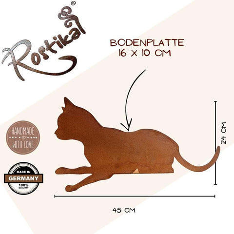 Rustikale Metalldeko Kantenhocker Katze Felix - Blickfang für den Innen- und Außenbereich. Handgefertigt mit Edelrost-Optik.