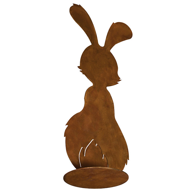 Verleihen Sie Ihrem Zuhause Osterstimmung mit dem rustikalen Osterhasen "Berti" aus Edelrost. Ob als Hängedeko oder auf Bodenplatte - der Hase ist ein Highlight für Garten und Wohnbereich.