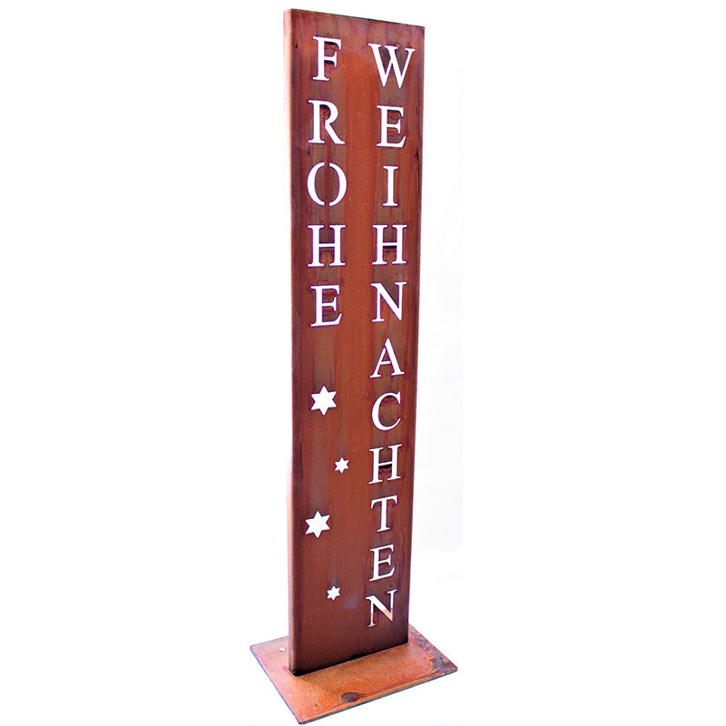 Spruchtafel "Frohe Weihnachten", rostiges Blechschild, Edelrost Dekoration, weihnachtliche Geschenkidee