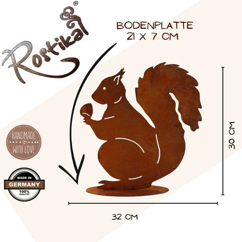 Metallische Eichhörnchen Deko Figur in natürlicher Rost Optik - wetterfest und langlebig für jede Umgebung