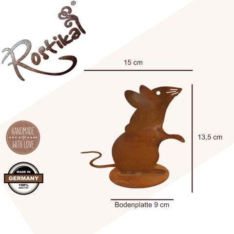 Edelrost Maus - handgefertigte Metalldeko für Garten und Wohnbereich. Rustikales Design als Blickfang für Innen und Außen. Made in Germany.