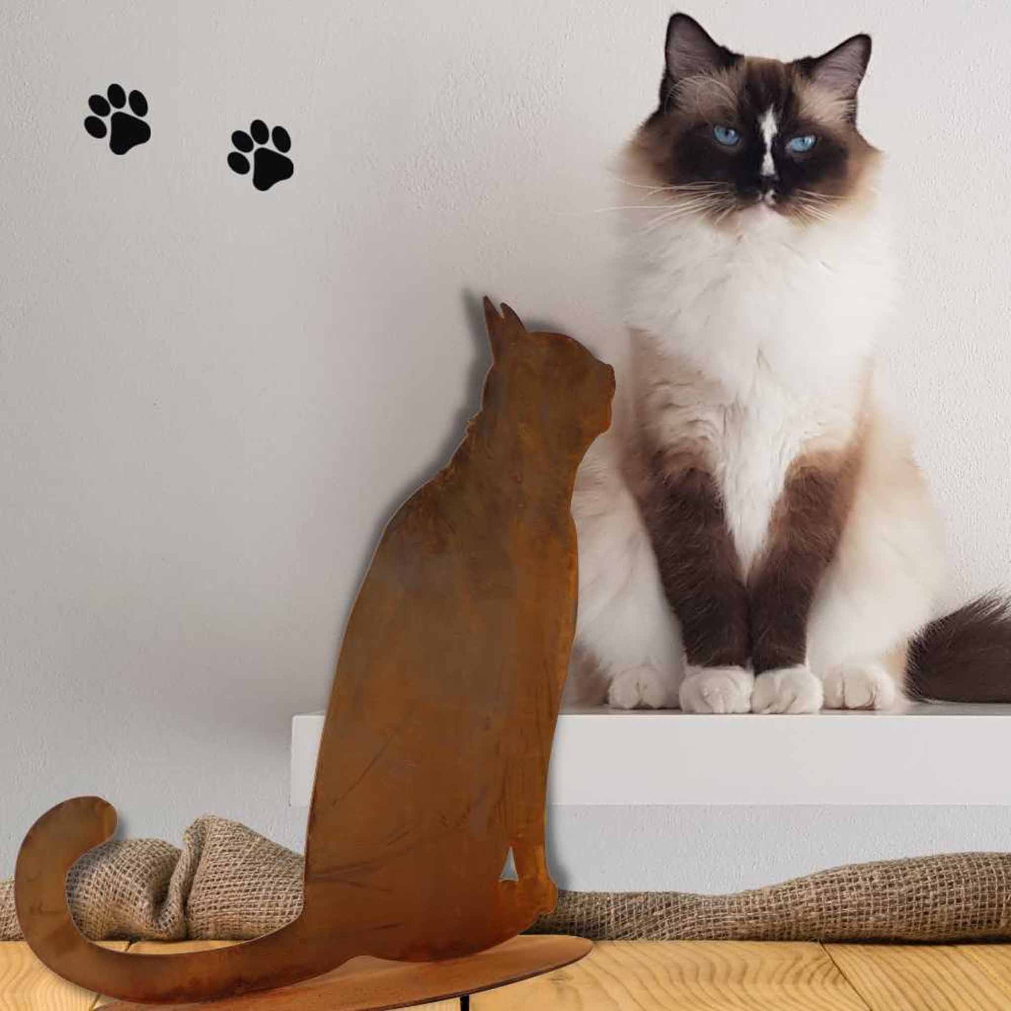 Deko-Katze in Edelrost-Optik - Perfekte Dekoration für Innen- und Außenbereich