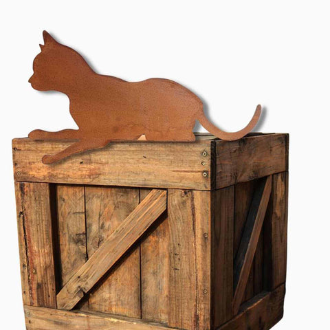 Rostige Metalldeko Katze Felix - handgefertigt in Deutschland. Natürliche Rostpatina durch aufwändiges Edelrost-Finish
