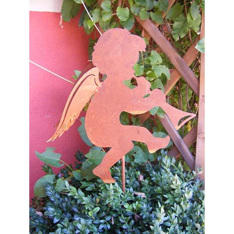 Edelrost Engel mit DoppelflĂŒgel zum stecken- Dekorative Metallfigur fĂŒr Weihnachtsdeko & Gartendeko