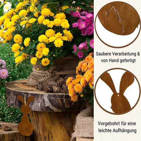 Set aus drei Größen erhältlich oder einzelne Varianten. Perfekte Osterdeko für Garten, Terrasse, Fensterbank oder Tisch.