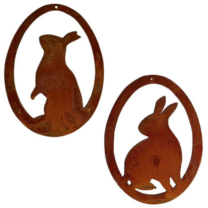 Rusty decorative bunny in an egg | Hanging window decoration for Easter | Hanging Easter eggs