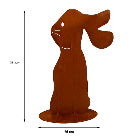 Osterhase groß als Metall-Deko im Edelrost-Design: Zeitlose Osterdekoration für das perfekte Osterambiente im Haus oder Garten.