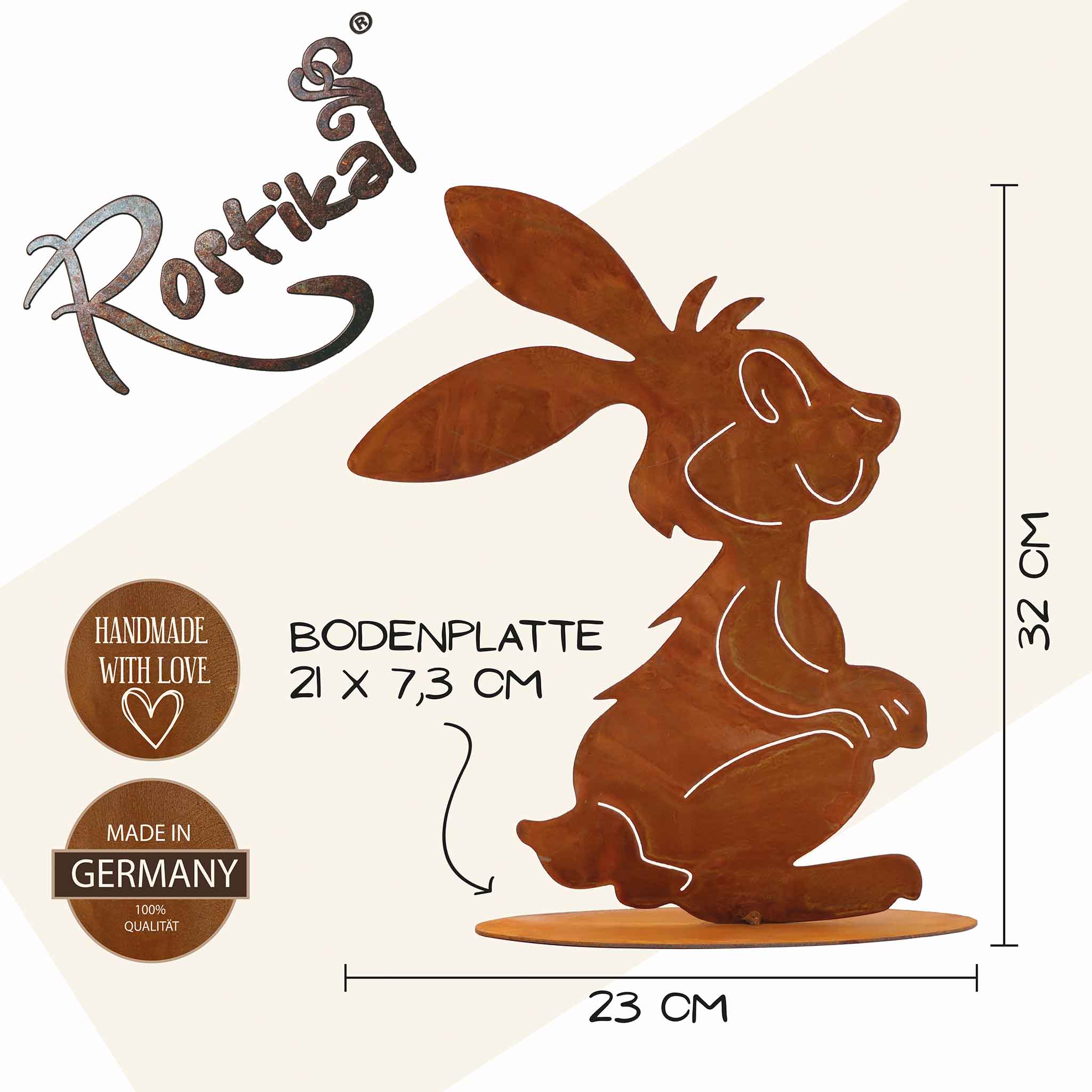 Edelrost Vintage Deko Hase Herbert | Ostern im Comic Style