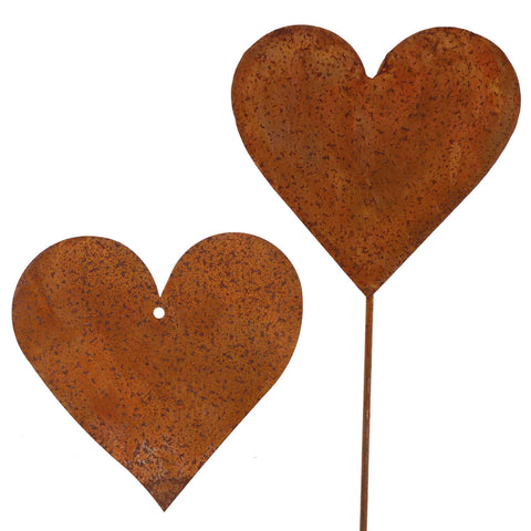 Metallherz Deko für den Garten - Rost Deko Herz als Hängedeko oder Gartendeko Beetstecker