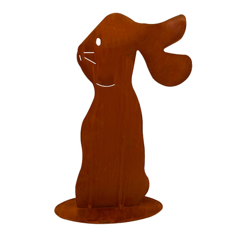 Rustikale Metall-Deko für Ostern: Hase groß im Edelrost-Design. Perfekte Osterdeko für drinnen und draußen.