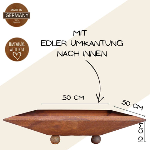 Deko-Schale für Garten, Terrasse, Balkon: bepflanzbar, rostige Optik, ideale Hauseingangsdeko