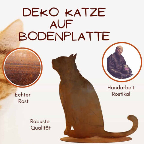 Rostige Metallkatze in hochwertiger Verarbeitung - Ein Hingucker mit markanter Rostpatina