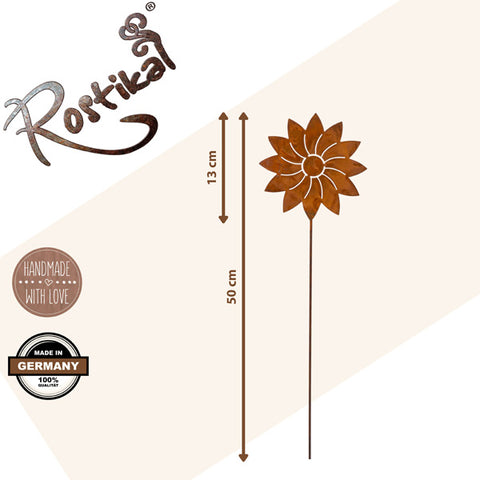 Steckbare Metallblume in Rostdesign, dekorativer Stab für Wohnräume und Gärten, perfekt für den Innen- und Außenbereich