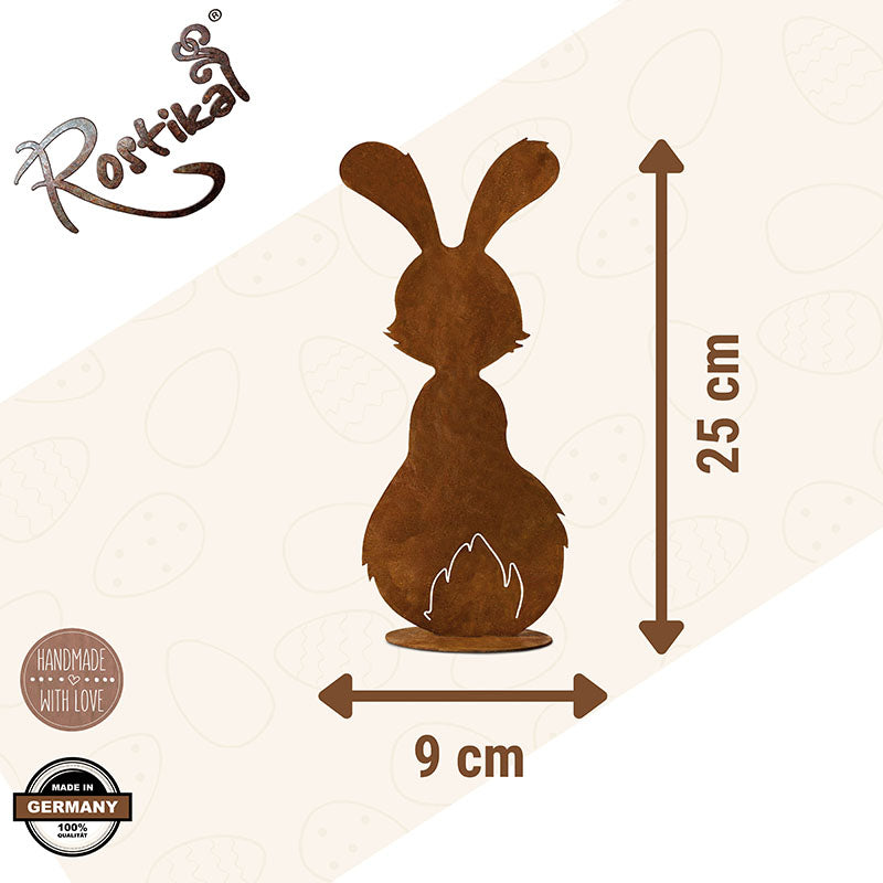 Edelrost Deko Osterhase "Berti" | Osterdeko Hase für Garten und Haus - Metall Hase für draußen und drinnen