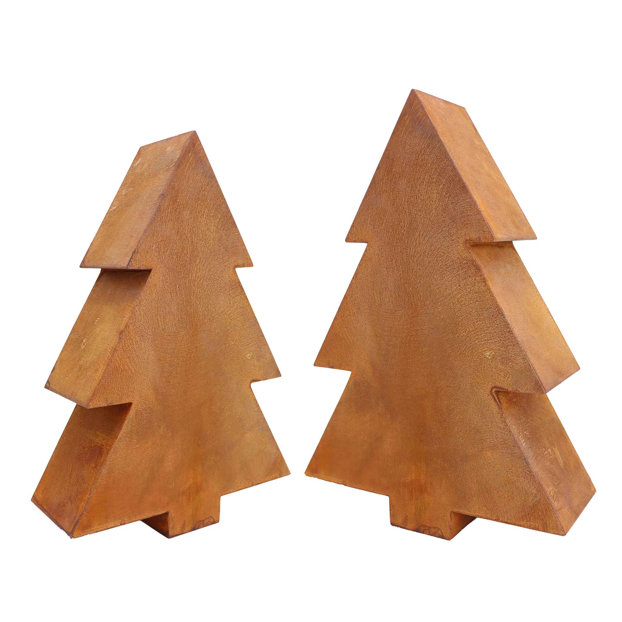 Detailreicher 3D-Tannenbaum aus Metall mit natürlichem Edelrost-Finish für festliche Innen- und Außengestaltung