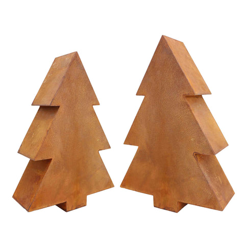Detailreicher 3D-Tannenbaum aus Metall mit natürlichem Edelrost-Finish für festliche Innen- und Außengestaltung