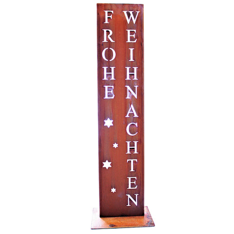Rostige Weihnachtsspruchtafel, Metallschild "Frohe Weihnachten", festliche Wanddeko, Geschenk