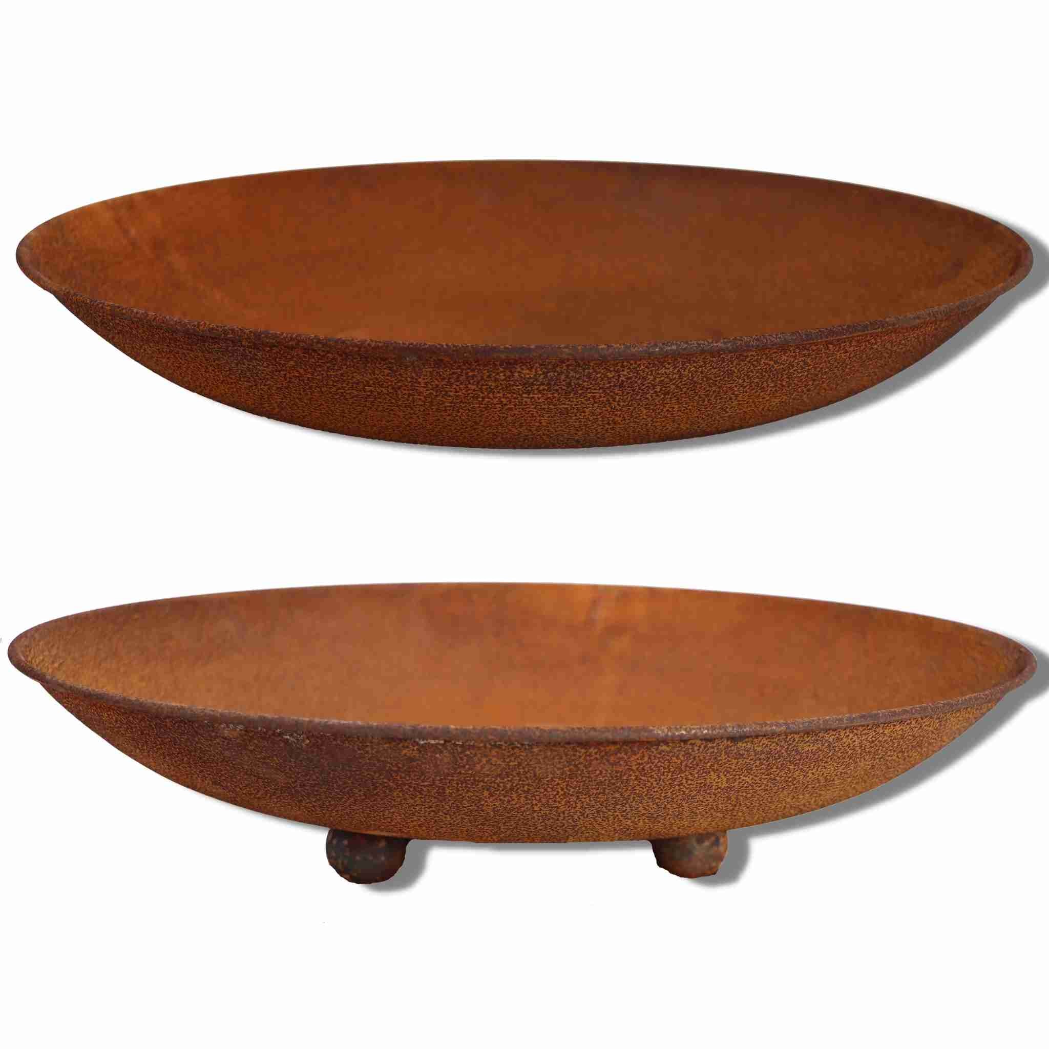 Rustikale Pflanzschale aus Metall - perfekt fĂŒr Blumen und KrĂ€uter. Ă 47 cm, Höhe 7 cm. Handgefertigt in Deutschland. Wetterfest und langlebig.