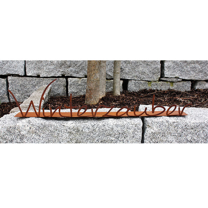 Edelrost Schriftzug Winterzauber - Handgefertigte Deko für die Winterzeit.