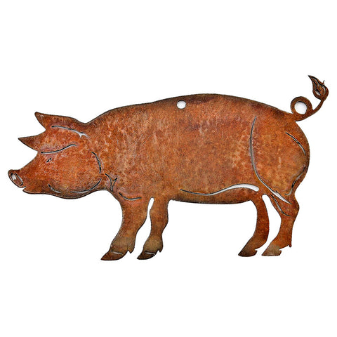 Schwein zum Hängen, Glücksbringer für Silvester und Neujahr, Rostdeko aus Metall